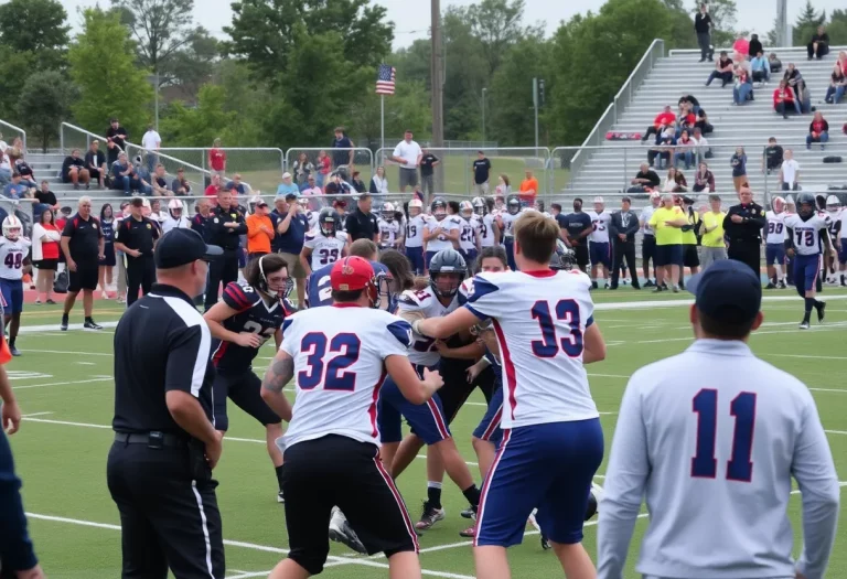 Scene of a brawl at a high school flag football game