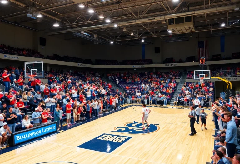 Fans supporting Burlington and Rice Memorial during a high school basketball championship