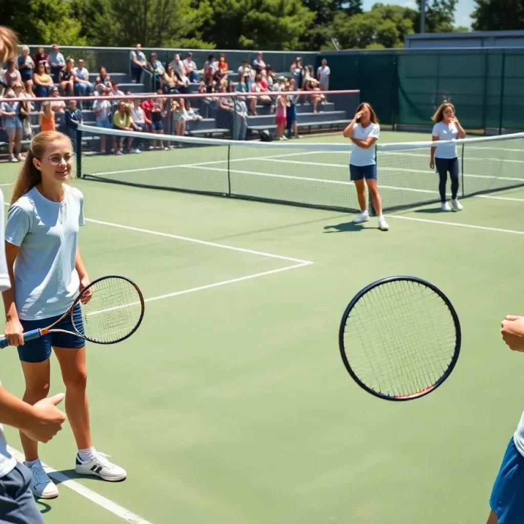 Calaveras High School tennis players competing on court