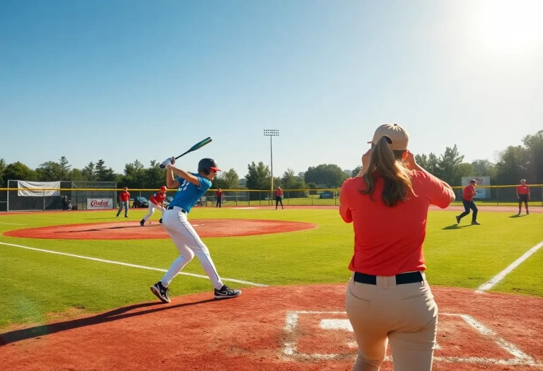 Athletes in action during a high school softball game in California.