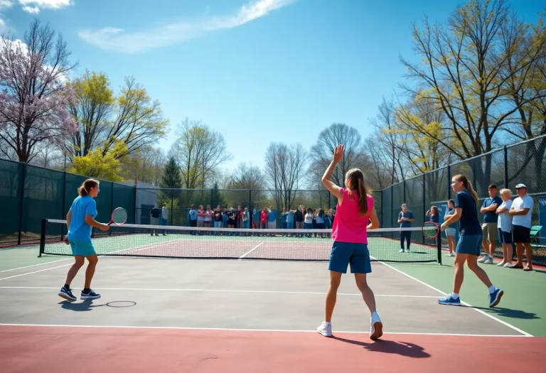 Tennis players in action on a bright spring day at Calloway County High School.