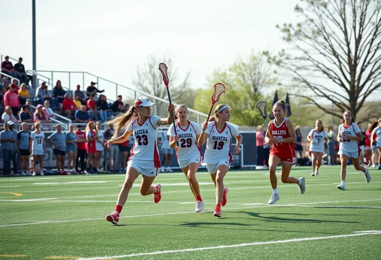 Girls lacrosse game featuring Cardinal Gibbons and Charlotte Catholic.