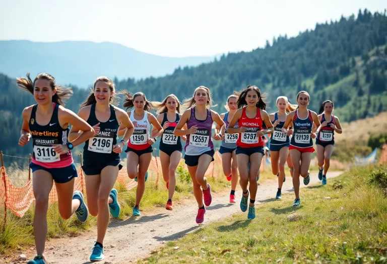 Case High School Girls Cross Country Team in action during a race