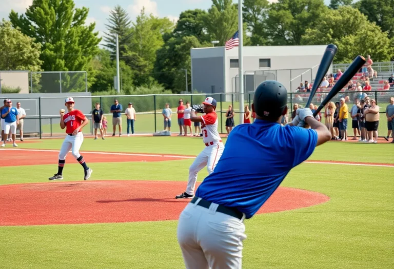 High school baseball players in action on a field in Central Florida