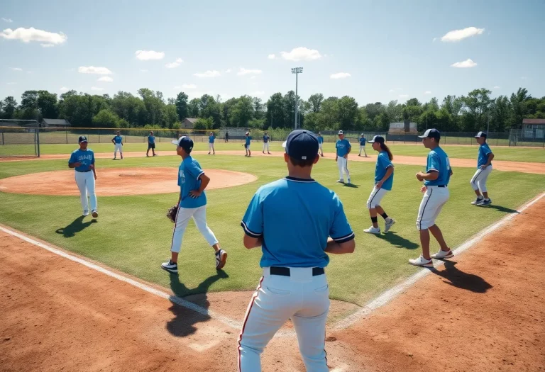 Charleston high school baseball team during practice