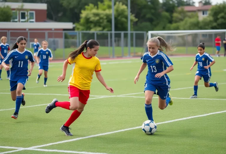 Players from Chilton County High School competing in a soccer match