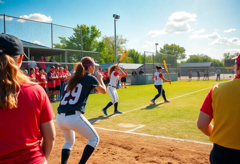 High school softball players competing during a match in Coastal Bend