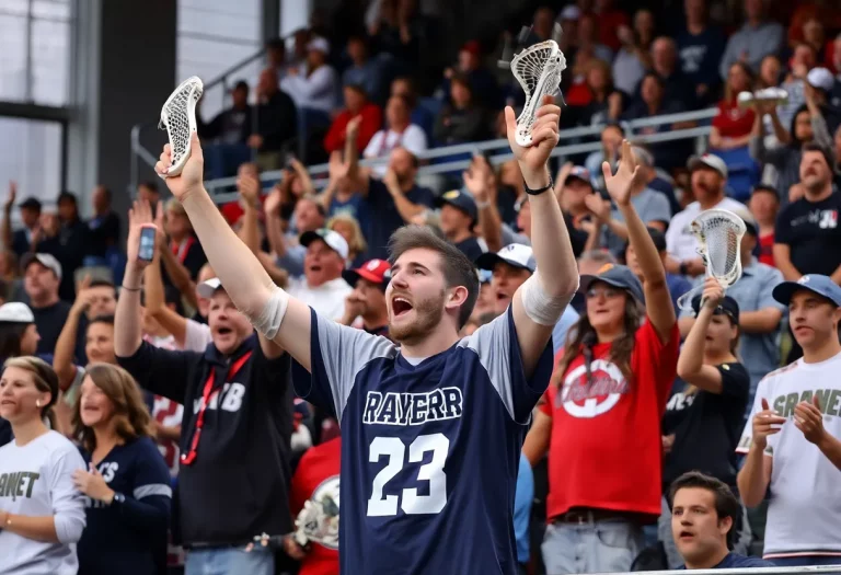 Crowd cheering at a lacrosse game in Angola, NY