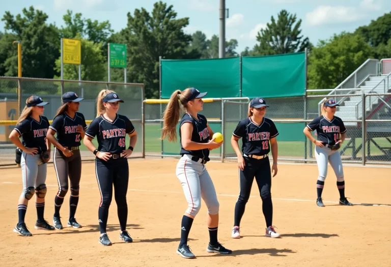 Edwardsville High School softball team practicing at District 7 Sports Complex