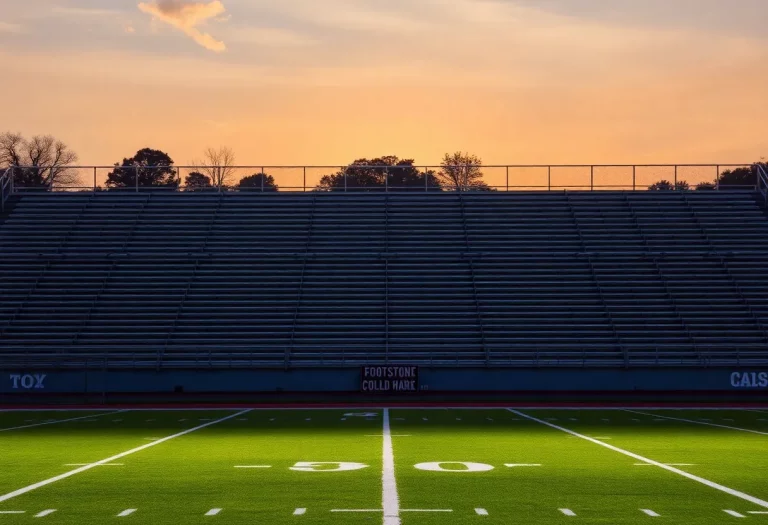 Eisenhower High School football field during sunset