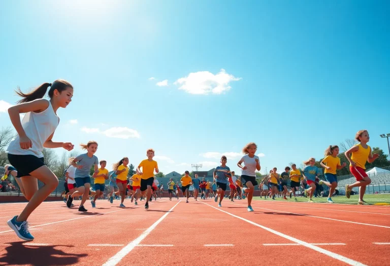 High school students participating in a track and field event