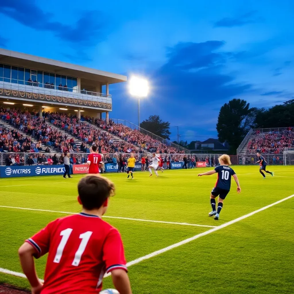 High school soccer players in an intense playoff match