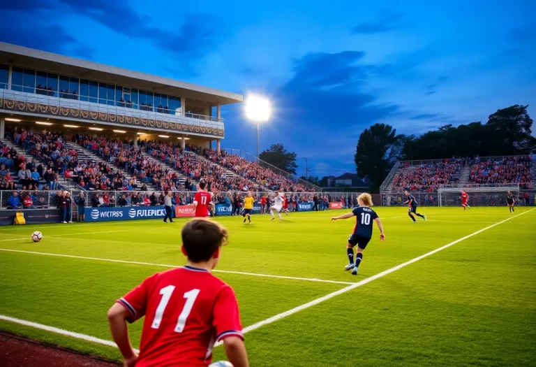 High school soccer players in an intense playoff match