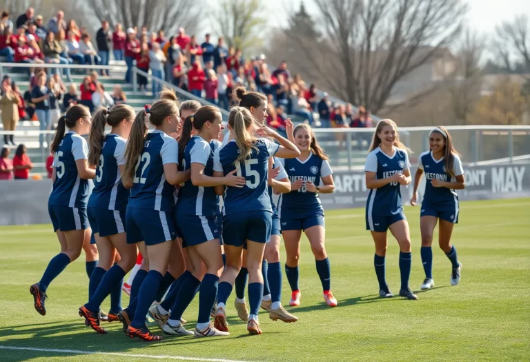 Franklin High School girls soccer team celebrating a victory