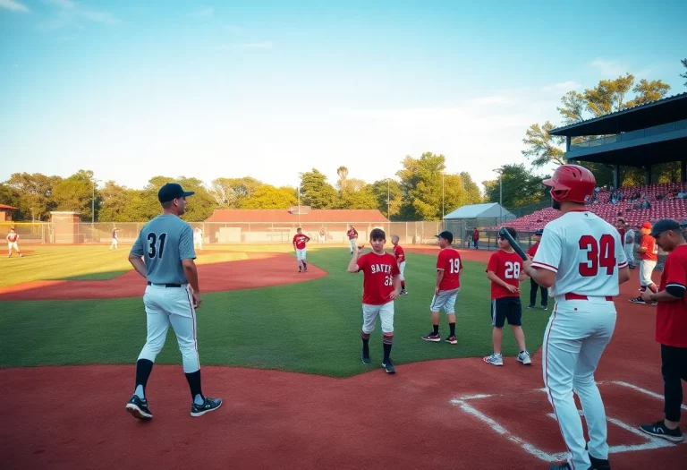 Players from Gainesville High School baseball team during a game