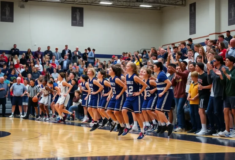 Garfield Heights Bulldogs celebrating victory in basketball game