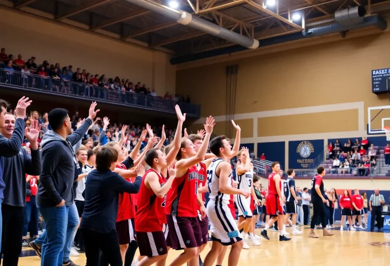 A thrilling basketball game at Gainbridge Fieldhouse with players and fans engaged.