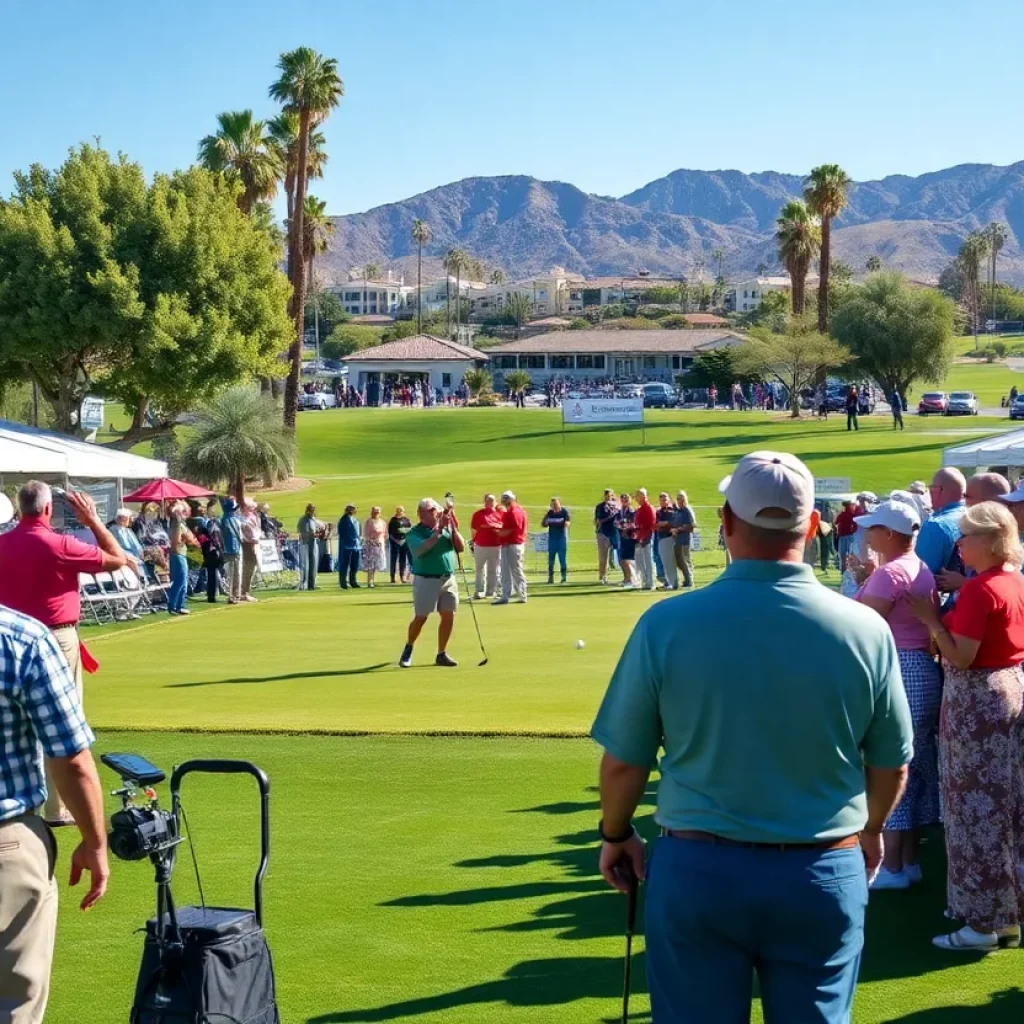 Participants teeing off at the Palm Desert charity golf tournament