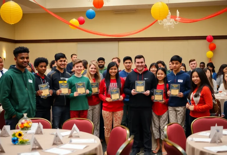 Athletes celebrating at the Greater Cincinnati Football Banquet