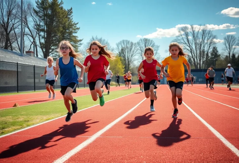 Green River High School track team members practicing on the track