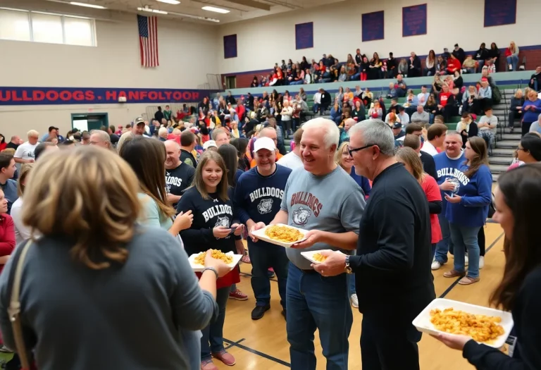 Community members celebrating the life of Coach Klontz at Heath High School