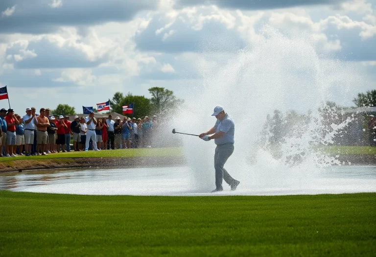 Scene of a heroic rescue during a golf tournament