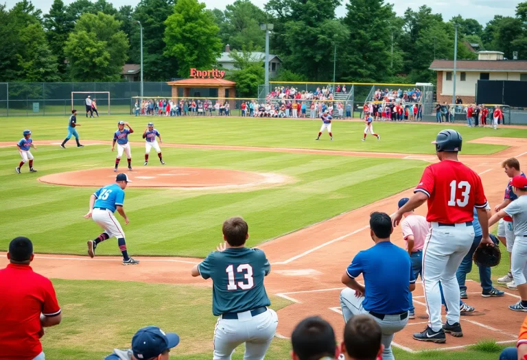 High school baseball players competing on the field