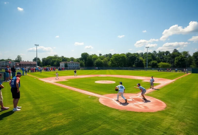 Players on a high school baseball field in Phoenix, Arizona