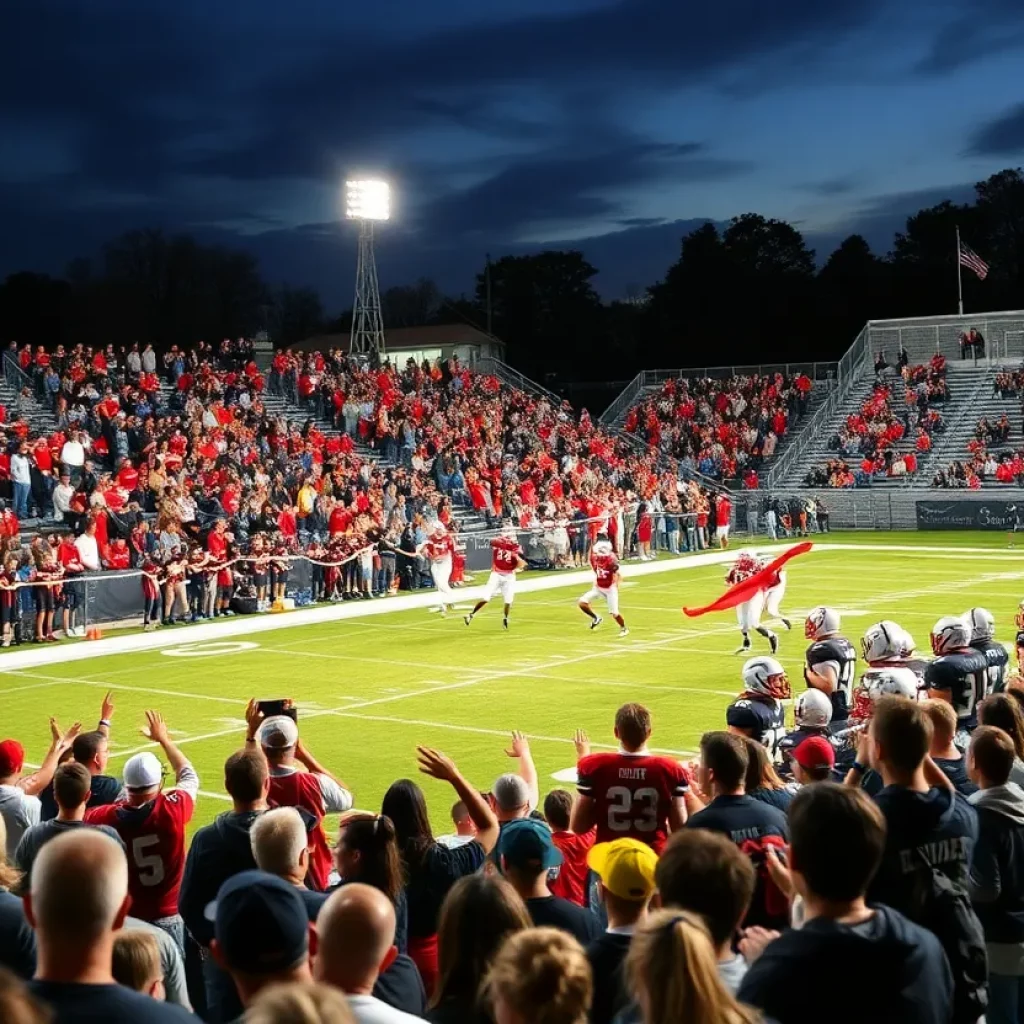 Exciting high school football game atmosphere