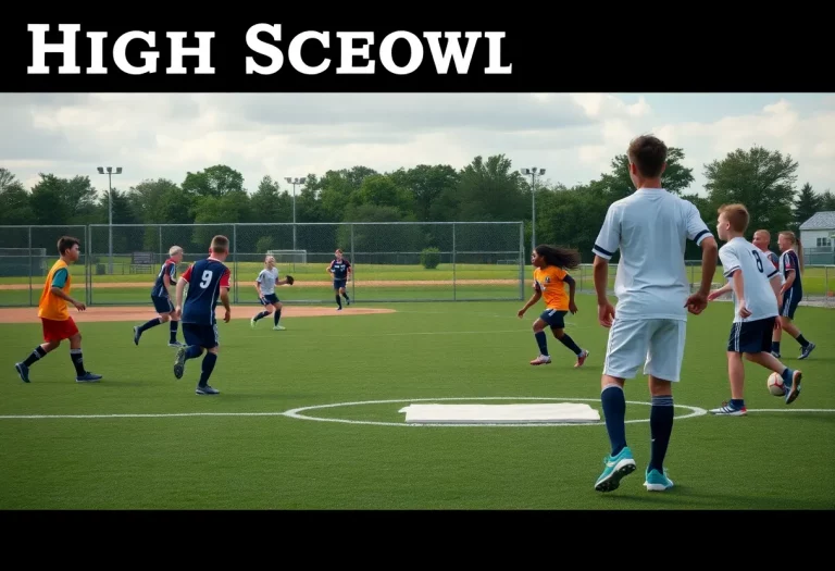 Soccer and baseball players demonstrating teamwork in high school athletics