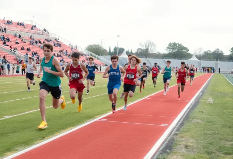 Athletes competing in a high school track race