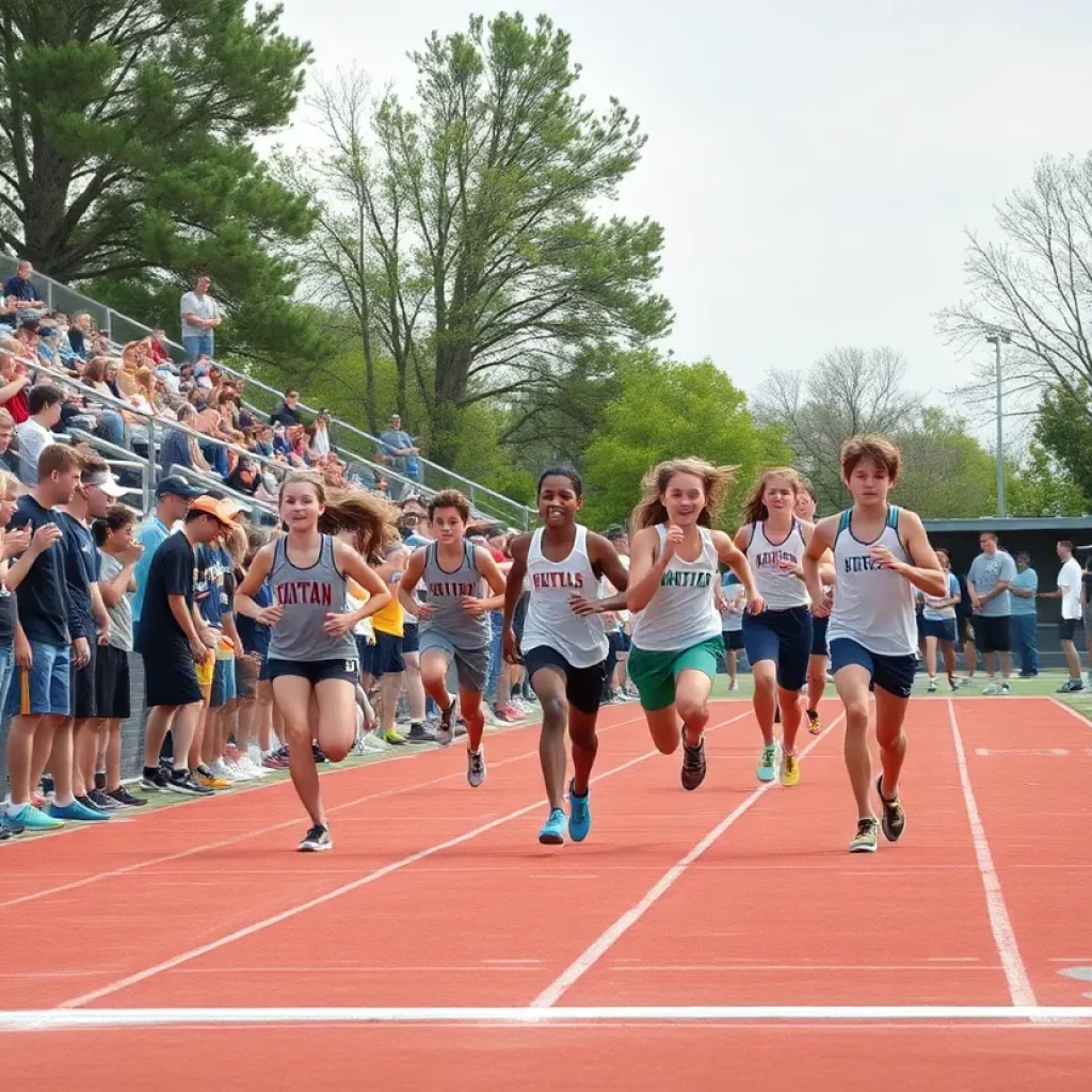 High school athletes competing in track and field at Licklider Track in Jefferson City.