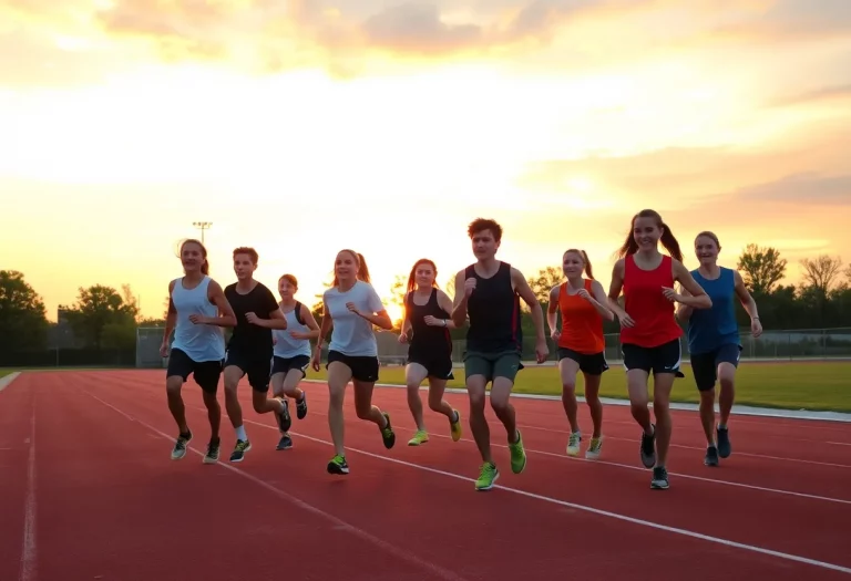 Kingston High School track team training on a track