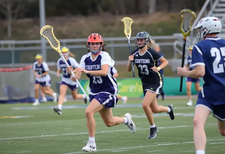 Boys lacrosse players in action during a match in the DMV