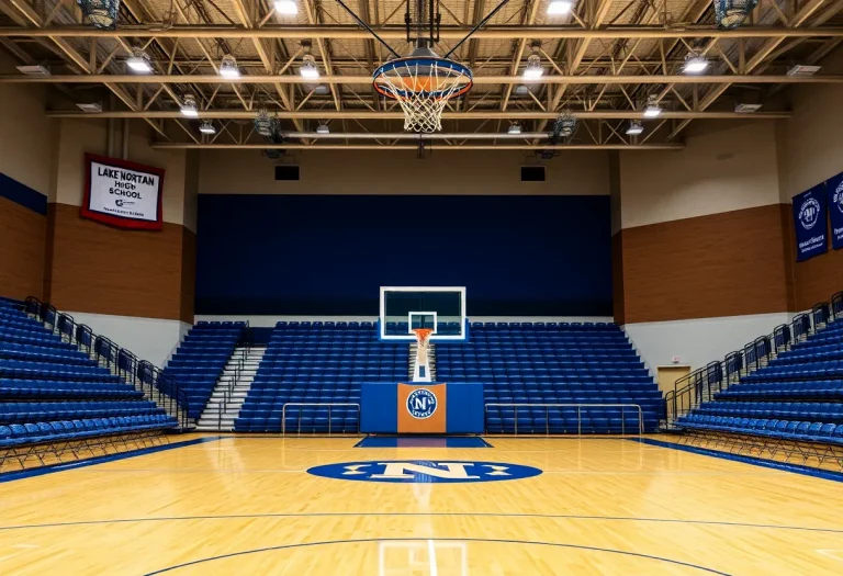 Empty basketball court at Lake Norman High School