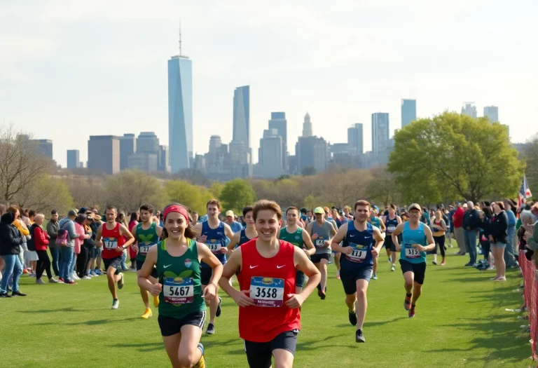 Runners competing in the Manhattan University Cross Country Invitational