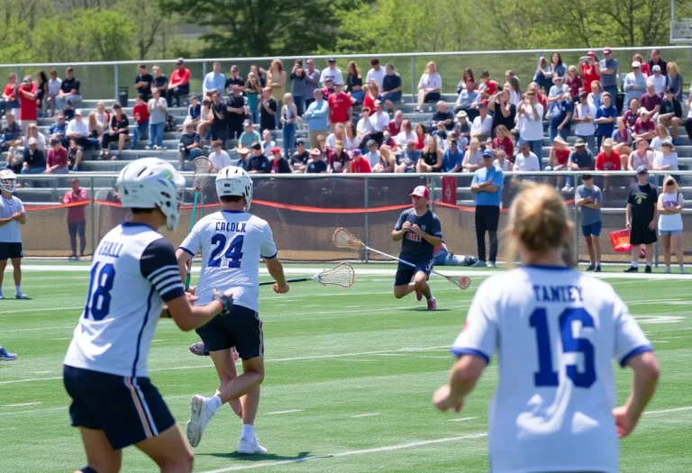 Players from Manheim Township Boys Lacrosse competing in a game