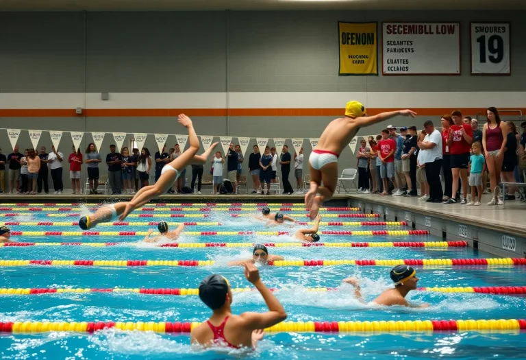 High school swimmers competing at the MHSAA State Championships