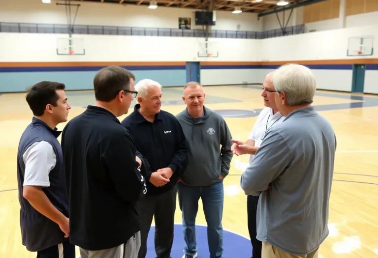 Local coaches in Minneapolis discussing basketball strategies