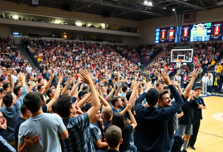 Fans cheering at a high school basketball tournament in Minneapolis