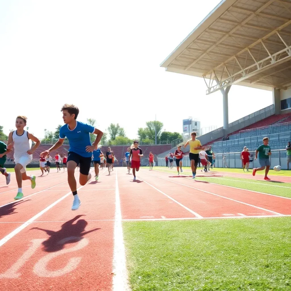 High school athletes competing in track and field events.