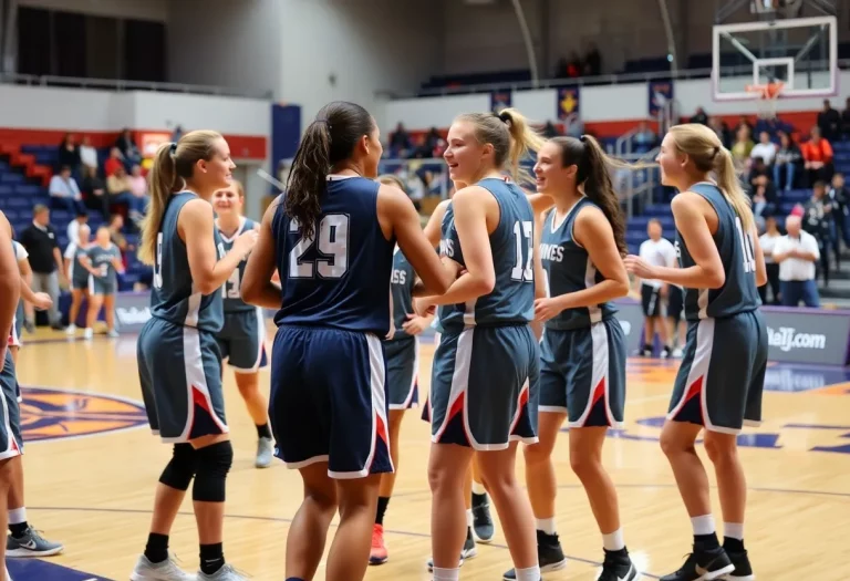 Lubbock Monterey Girls Basketball team celebrating their championship win