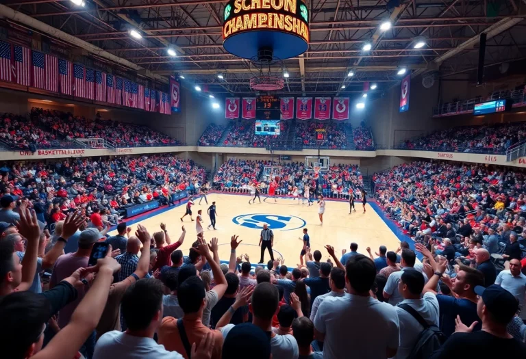 Fans cheering at a high school basketball championship in Nebraska