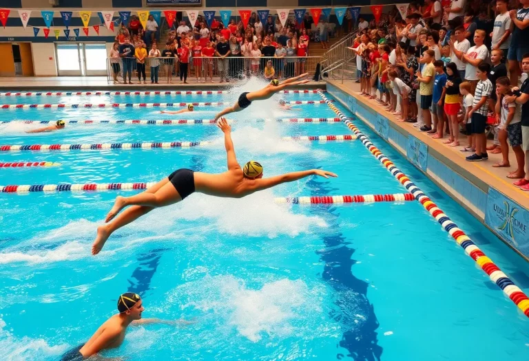 Young athletes competing in the Nebraska High School Swimming Championships