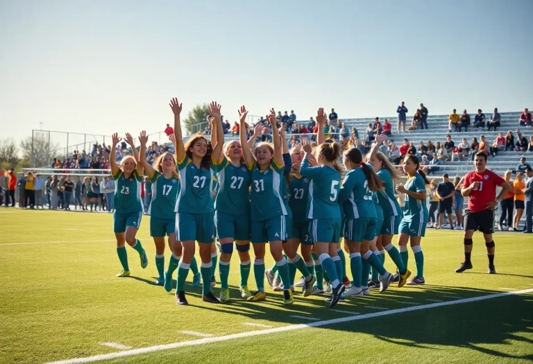 North Oconee High School soccer team celebrating after winning a match.