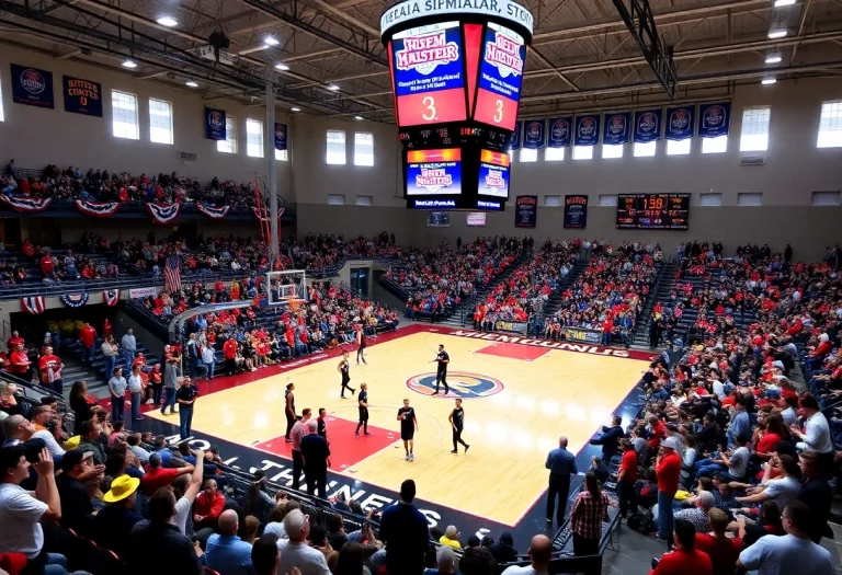 Excited fans in an Ohio high school basketball arena during semifinals