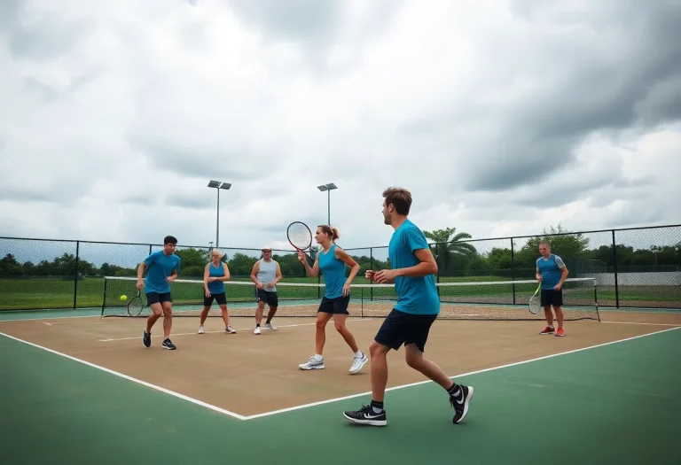 Orestimba High School tennis team showing teamwork on court