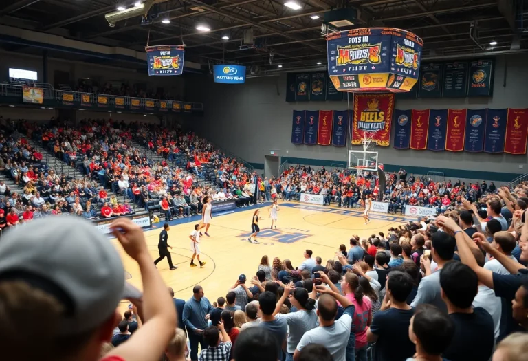 Fans cheering at the OSSAA Class A Basketball Tournament