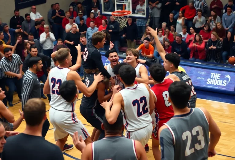 Scene of a brawl during a high school basketball game