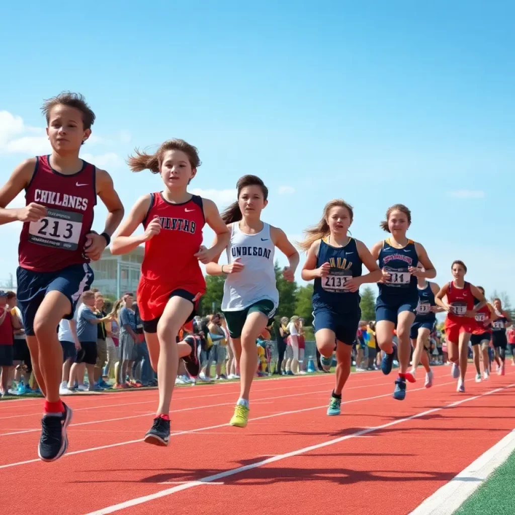 Athletes competing in the Ray Cockrum Relays at Wenatchee High School